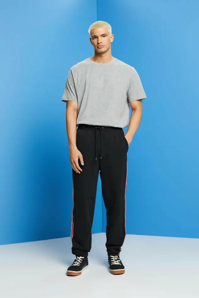 Pants Joggers Men Esprit Striped Cotton Track Pants Black