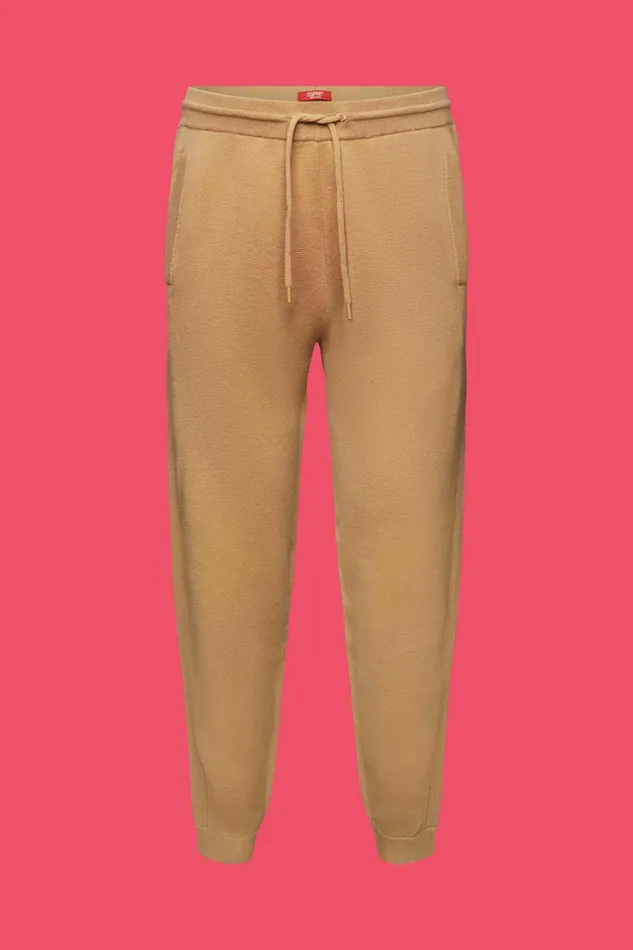 Pants Joggers Men Esprit Unisex WoolCashmere Knitted Joggers Beige