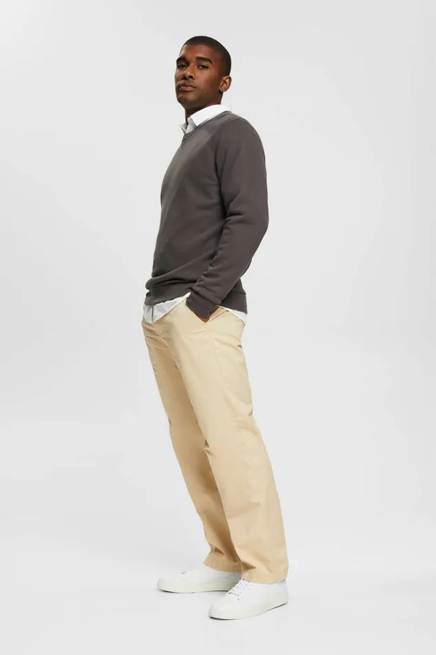 Pants Joggers Men Esprit Wide Fit Chinos Cream Beige