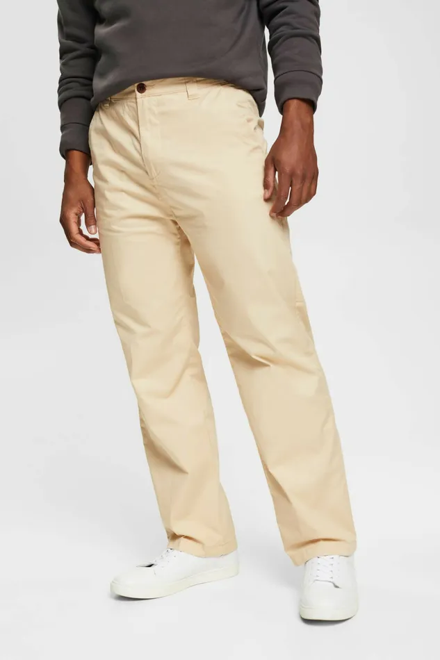 Pants Joggers Men Esprit Wide Fit Chinos Cream Beige
