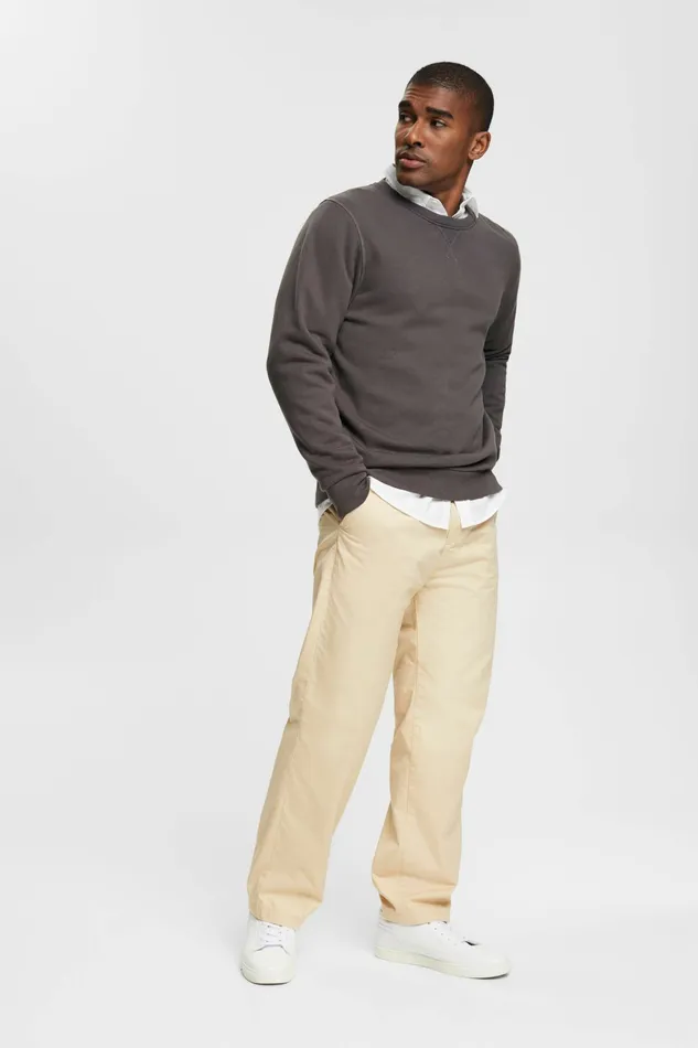 Pants Joggers Men Esprit Wide Fit Chinos Cream Beige