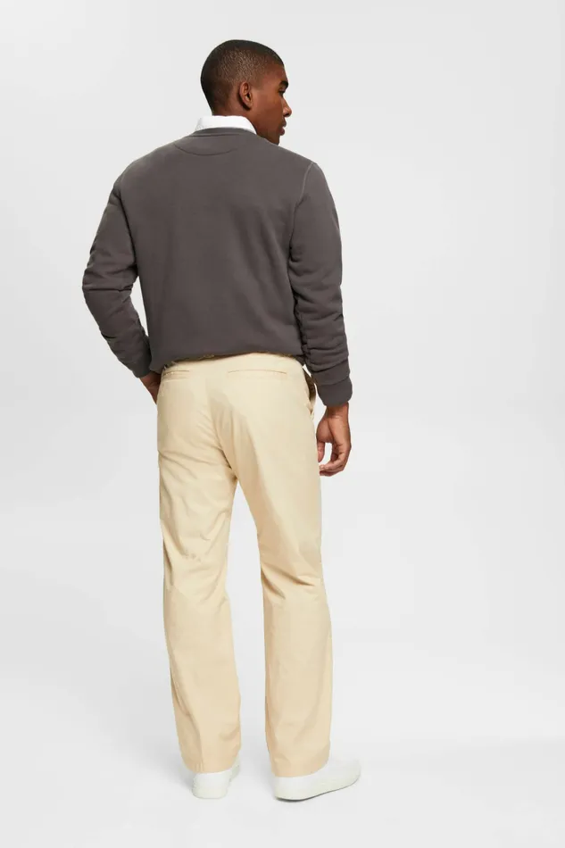 Pants Joggers Men Esprit Wide Fit Chinos Cream Beige