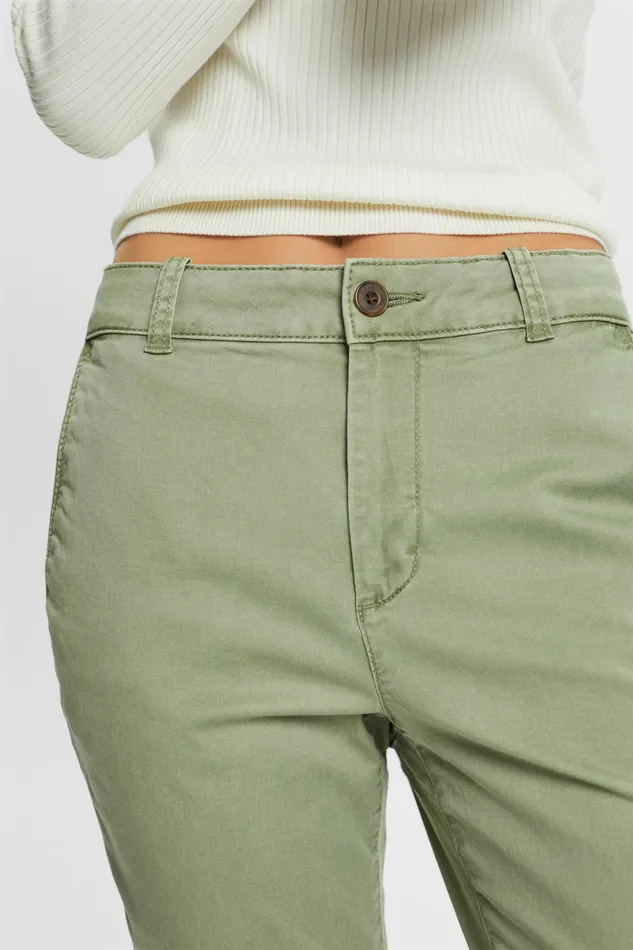 Pants Joggers Women Esprit Basic Chino Trousers Light Khaki