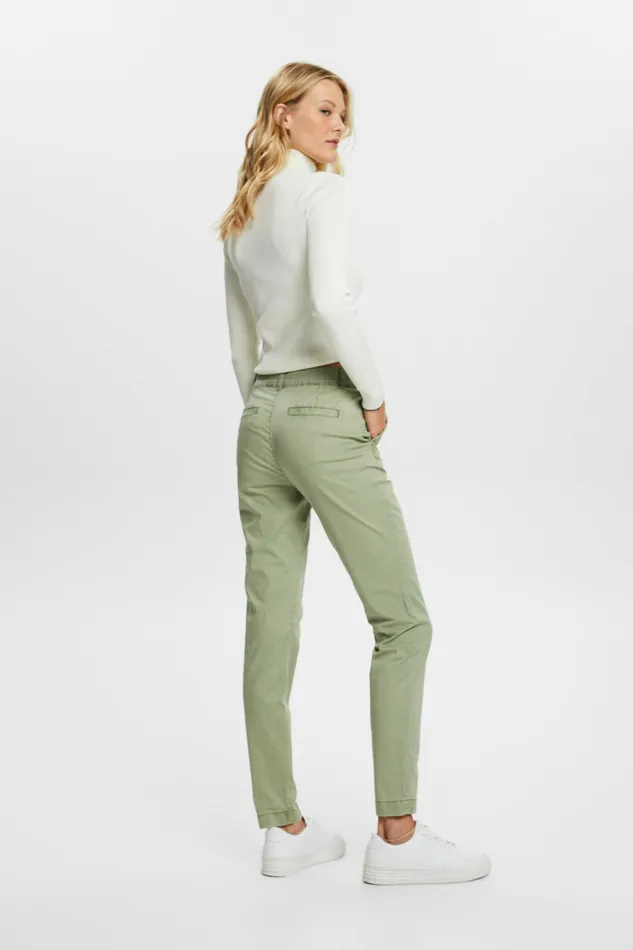 Pants Joggers Women Esprit Basic Chino Trousers Light Khaki