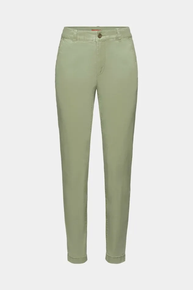 Pants Joggers Women Esprit Basic Chino Trousers Light Khaki