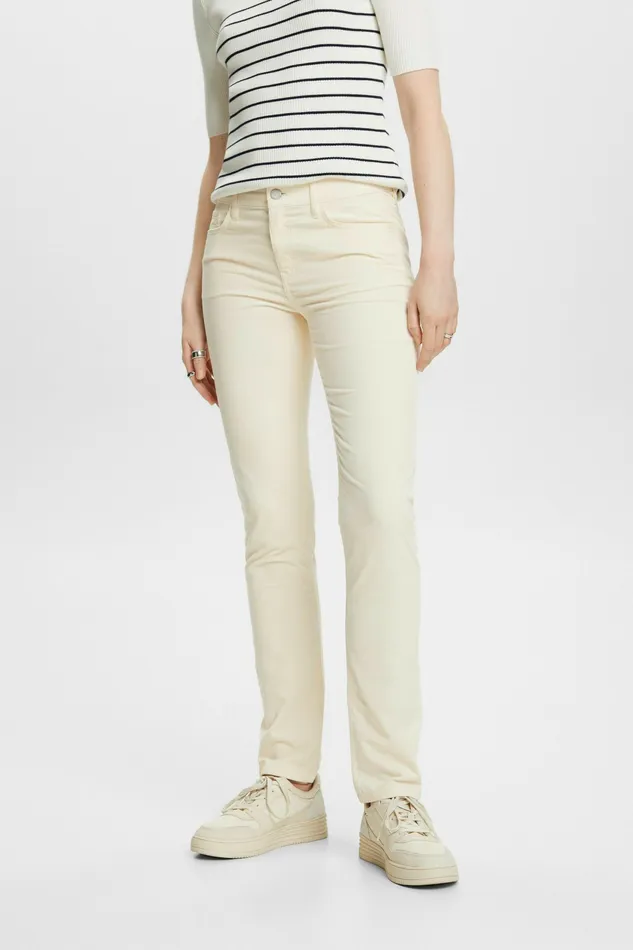Pants Joggers Women Esprit MidRise Slim Corduroy Trousers Ice