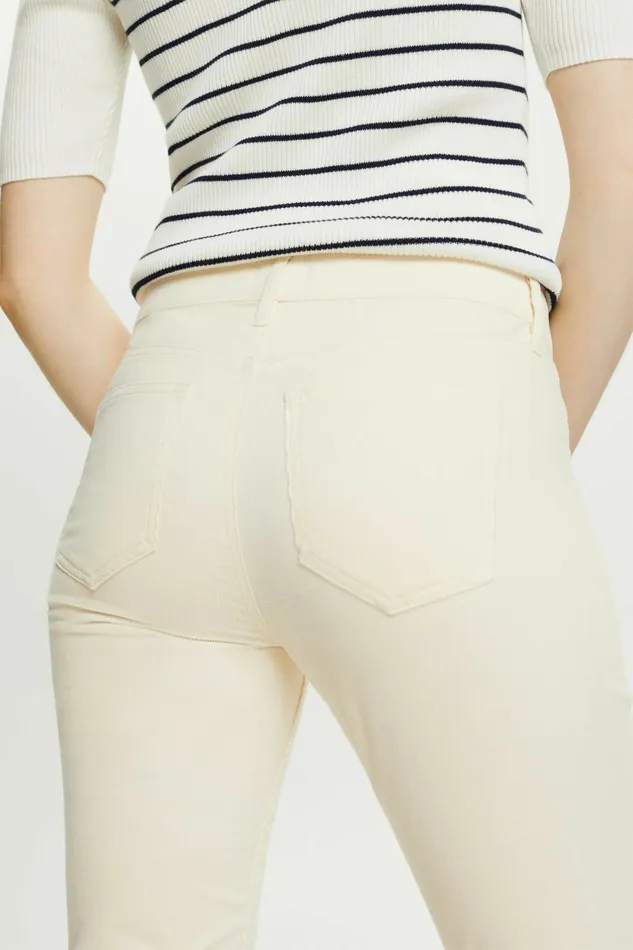 Pants Joggers Women Esprit MidRise Slim Corduroy Trousers Ice
