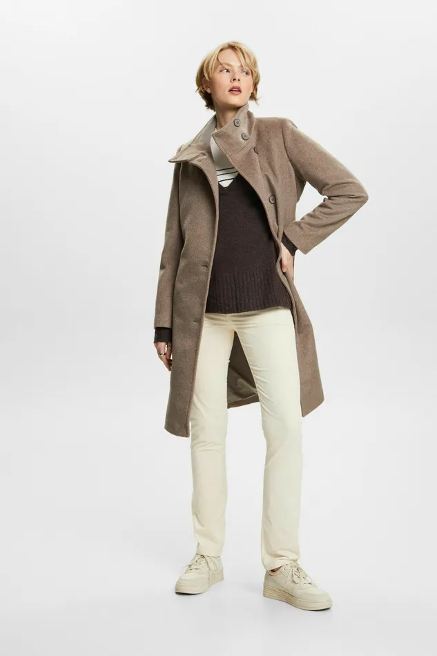 Pants Joggers Women Esprit MidRise Slim Corduroy Trousers Ice