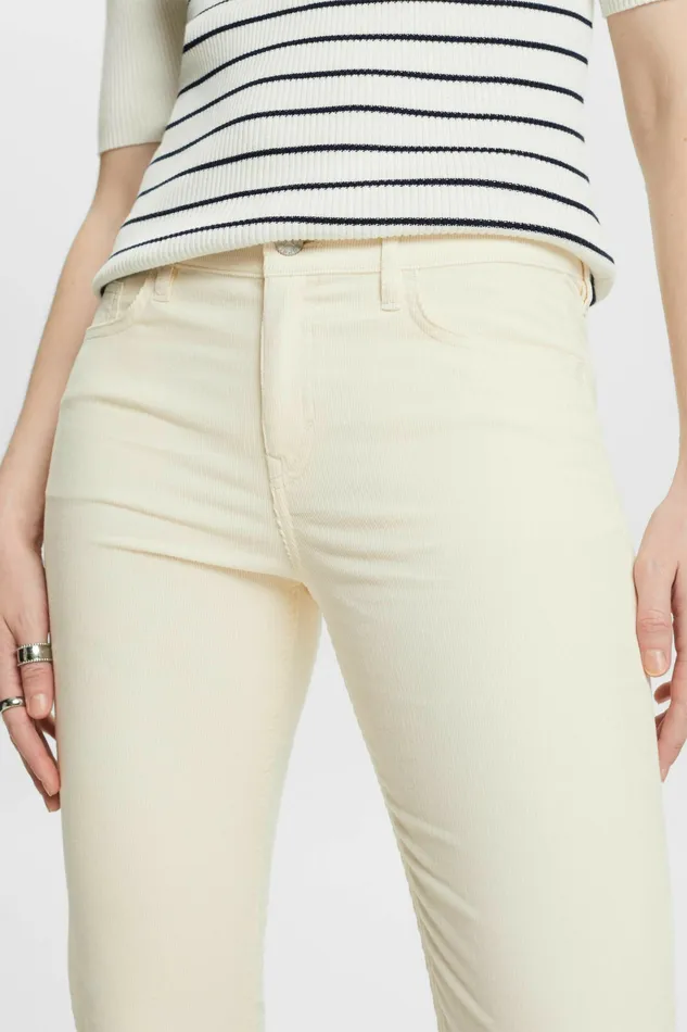 Pants Joggers Women Esprit MidRise Slim Corduroy Trousers Ice