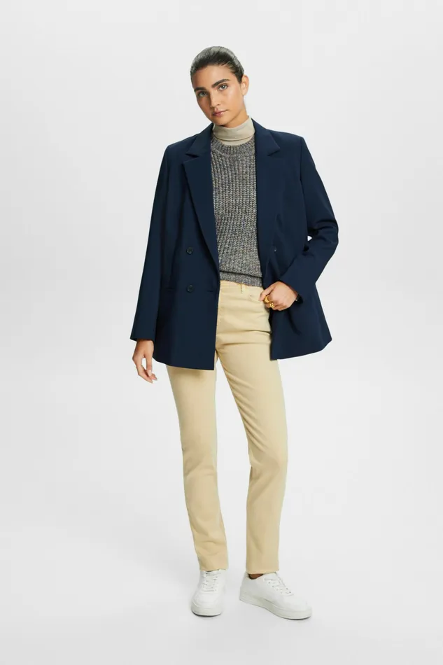 Pants Joggers Women Esprit Mid Rise Slim Twill Pants Sand