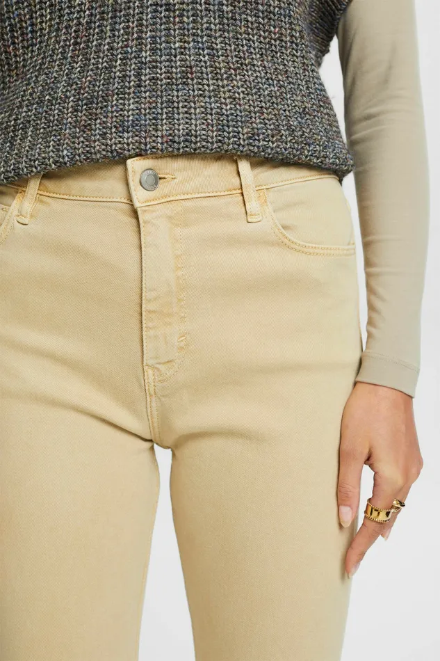 Pants Joggers Women Esprit Mid Rise Slim Twill Pants Sand