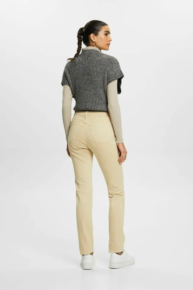 Pants Joggers Women Esprit Mid Rise Slim Twill Pants Sand