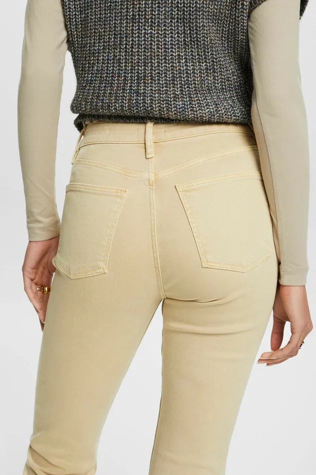Pants Joggers Women Esprit Mid Rise Slim Twill Pants Sand