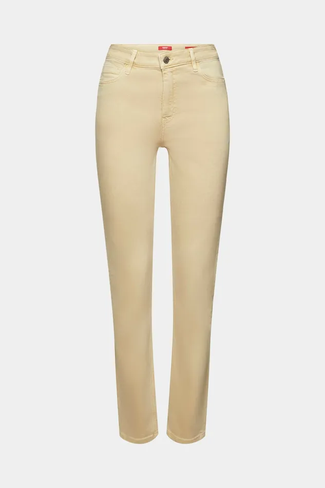 Pants Joggers Women Esprit Mid Rise Slim Twill Pants Sand