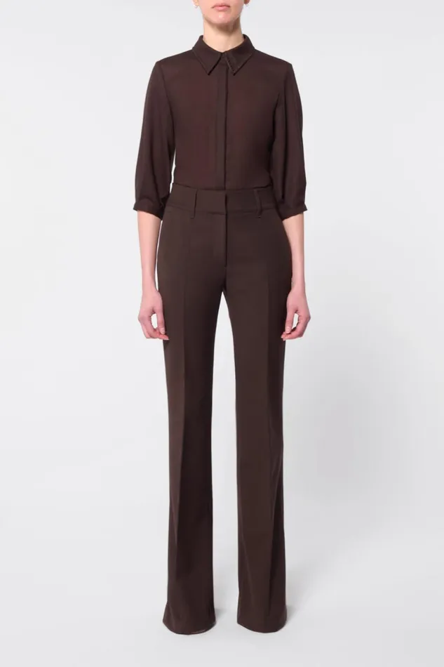 Pants Women Gabriela Hearst Rhein Pant In Chocolate Sportswear Wool
