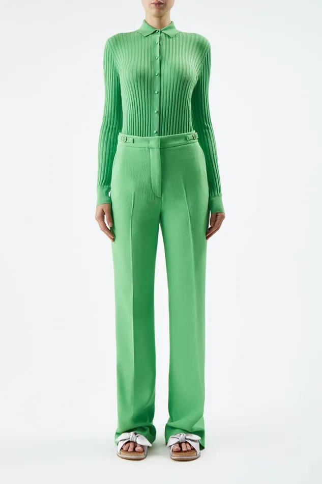 Pants Women Gabriela Hearst Vesta Pant In Fluorescent Green Virgin Wool Crepe Pants Women Gabriela Hearst Vesta Pant In Fluorescent Green Virgin Wool Crepe