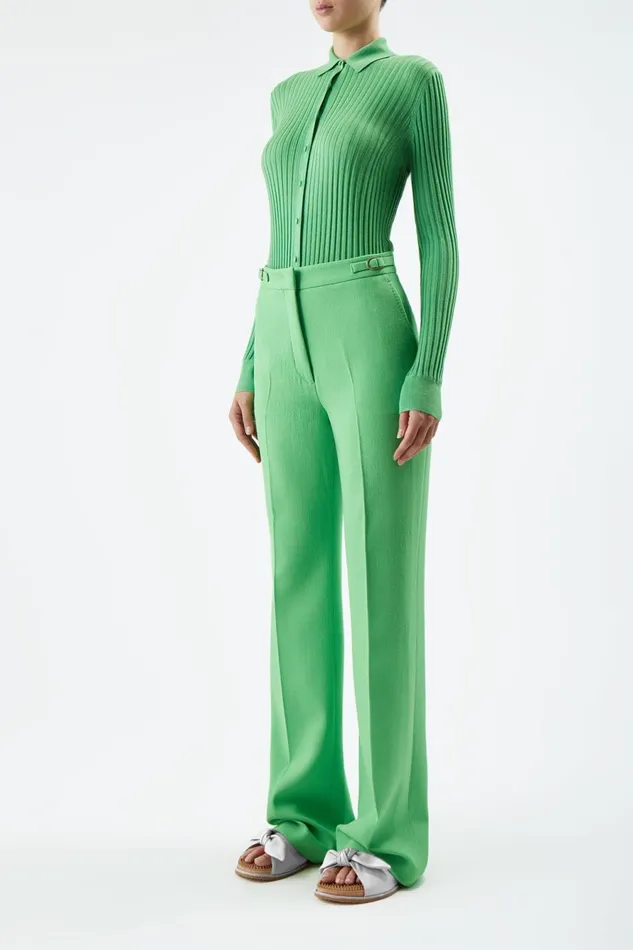 Pants Women Gabriela Hearst Vesta Pant In Fluorescent Green Virgin Wool Crepe Pants Women Gabriela Hearst Vesta Pant In Fluorescent Green Virgin Wool Crepe