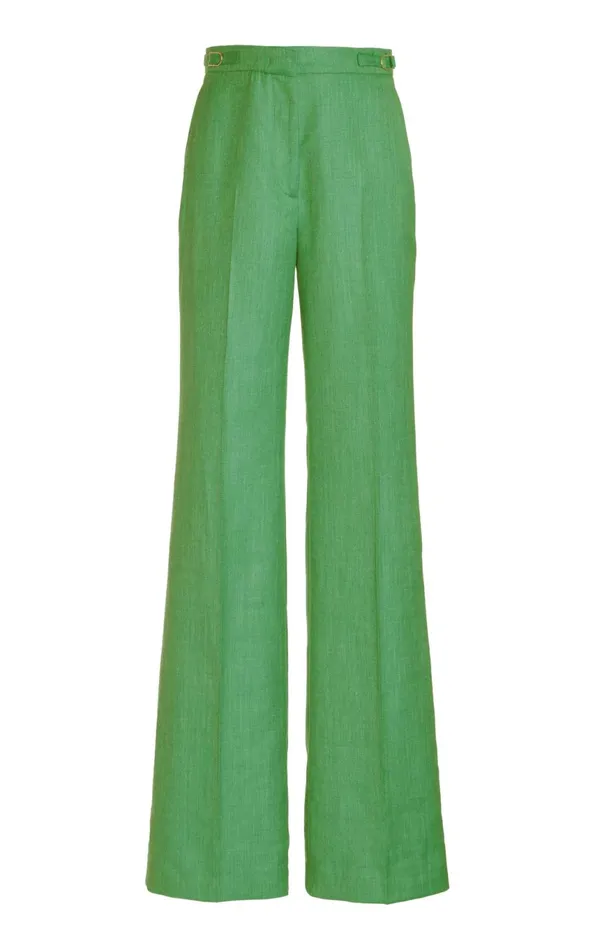 Pants Women Gabriela Hearst Vesta Pant In Peridot Green Virgin Wool And Silk Linen
