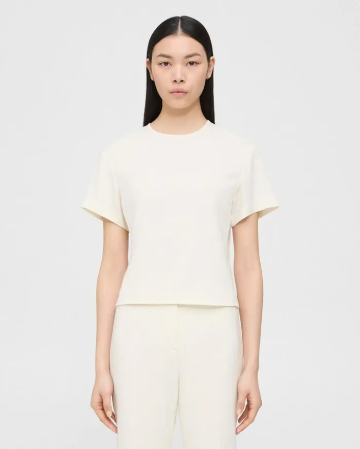 Pants Women Men Theory Flutter Sleeve Top In Striped Admiral Crepe Rice