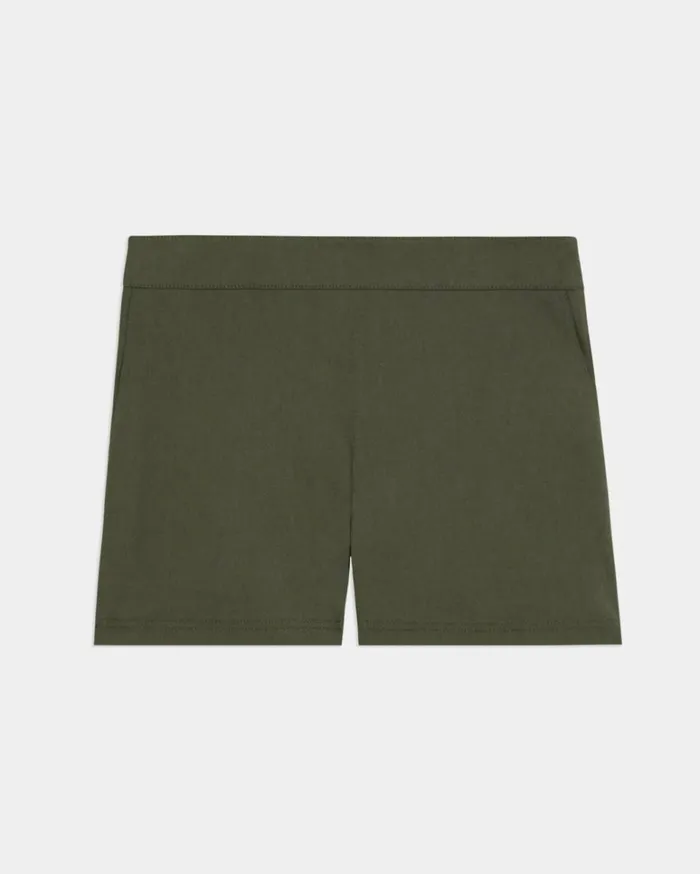 Pants Women Theory Mini Short In Good Linen Dark Olive Pants Women Theory Mini Short In Good Linen Dark Olive
