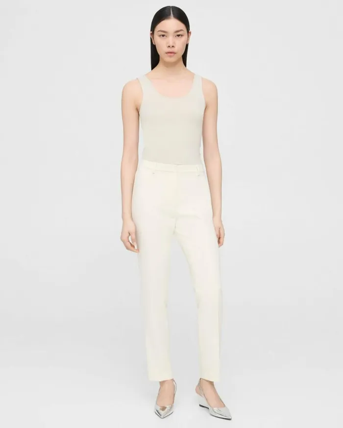 Pants Women Theory Treeca Full Length Pant In Admiral Crepe Rice