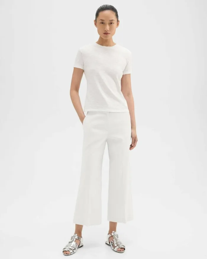 Pants Women Theory Wide Crop Pant In Good Linen White