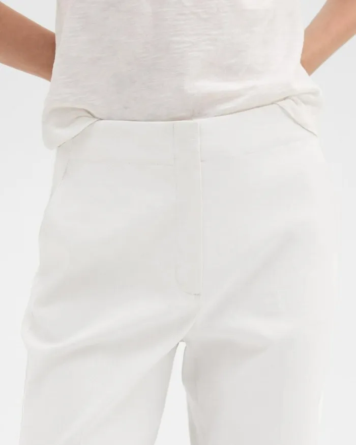 Pants Women Theory Wide Crop Pant In Good Linen White Pants Women Theory Wide Crop Pant In Good Linen White