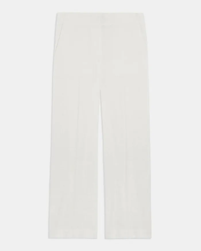 Pants Women Theory Wide Crop Pant In Good Linen White Pants Women Theory Wide Crop Pant In Good Linen White