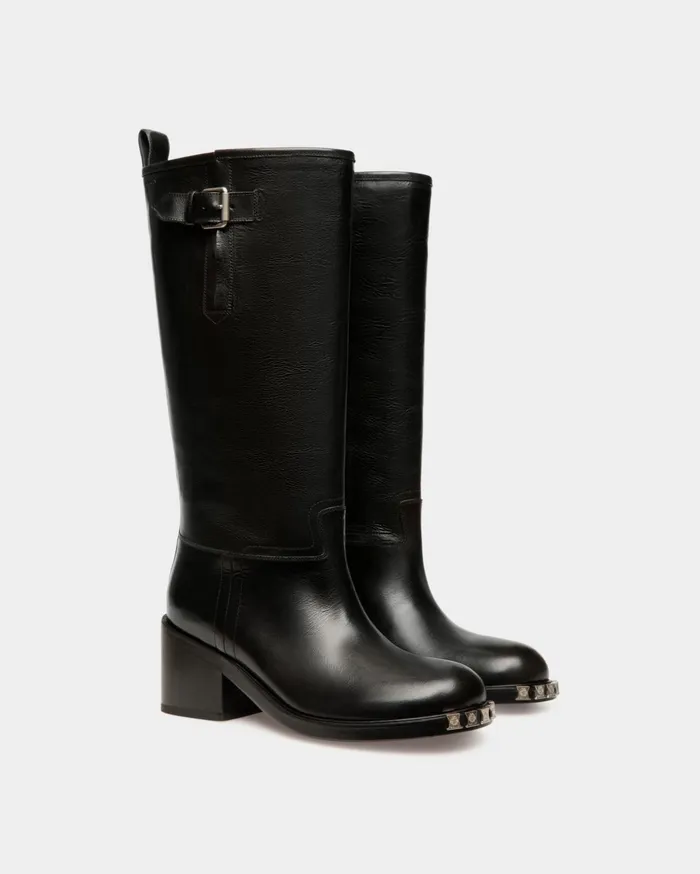Peggy Boot In Black Leather Women Bally Boots and Ankle Boots