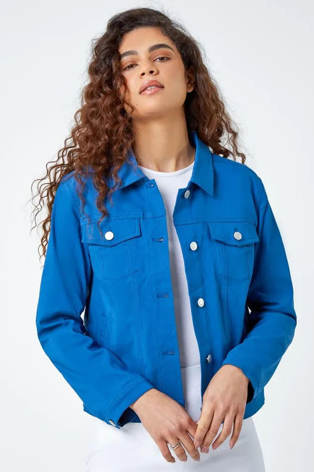 Petrol Blue Stretch Pocket Detail Jacket Women Roman Coords