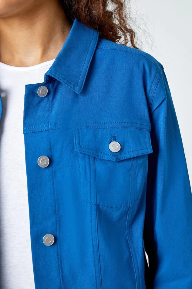 Petrol Blue Stretch Pocket Detail Jacket Women Roman Coords
