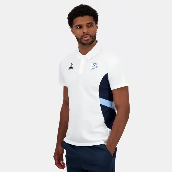 Polos Shirts Men Le Coq Sportif Aviron Bayonnais Polo Shirt New Optical White
