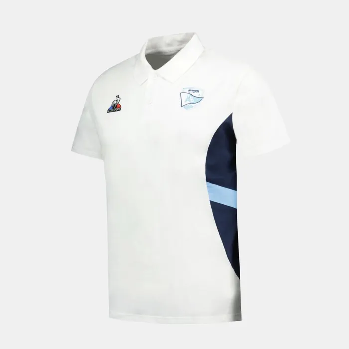 Polos Shirts Men Le Coq Sportif Aviron Bayonnais Polo Shirt New Optical White