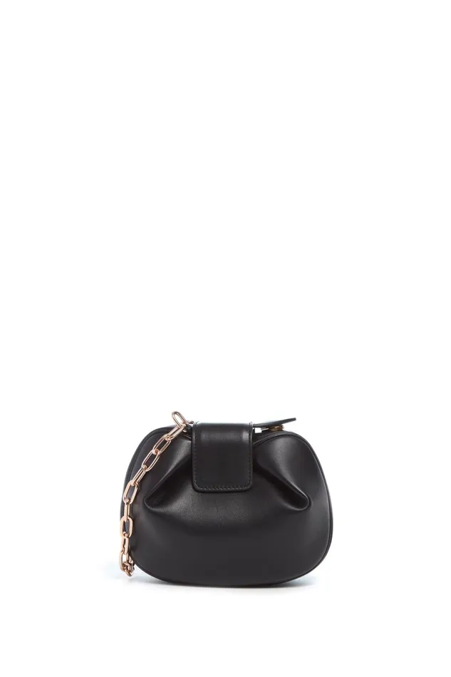 Pouches and Clutches Women Gabriela Hearst Soft Demi Clutch With Chain In Black Nappa Leather