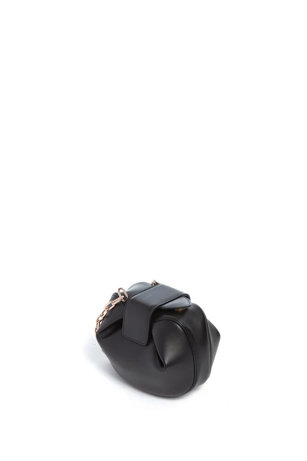 Pouches and Clutches Women Gabriela Hearst Soft Demi Clutch With Chain In Black Nappa Leather