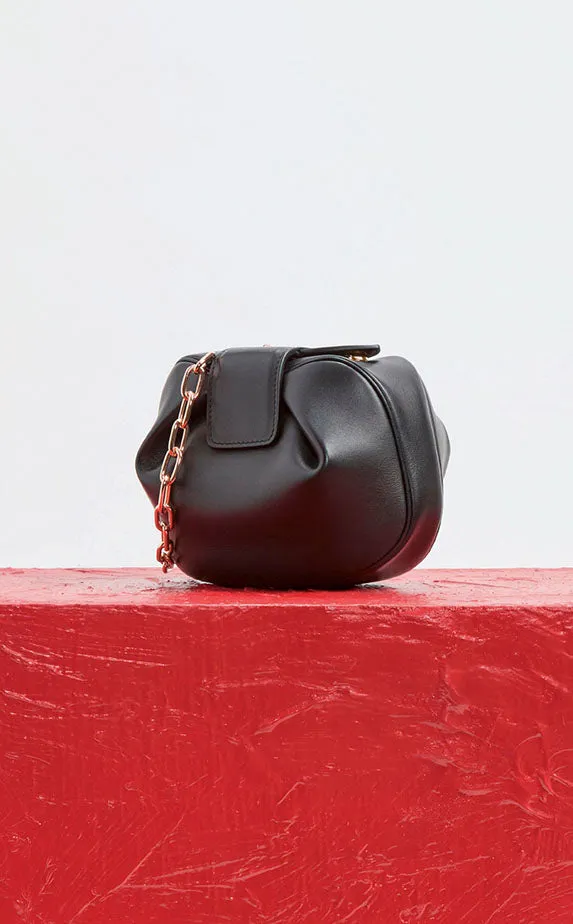 Pouches and Clutches Women Gabriela Hearst Soft Demi Clutch With Chain In Black Nappa Leather