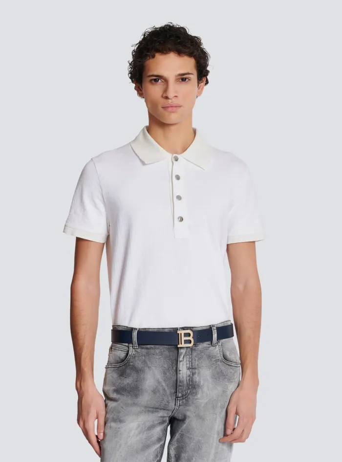 Reversible Calfskin BBelt Blue Men Balmain Belts