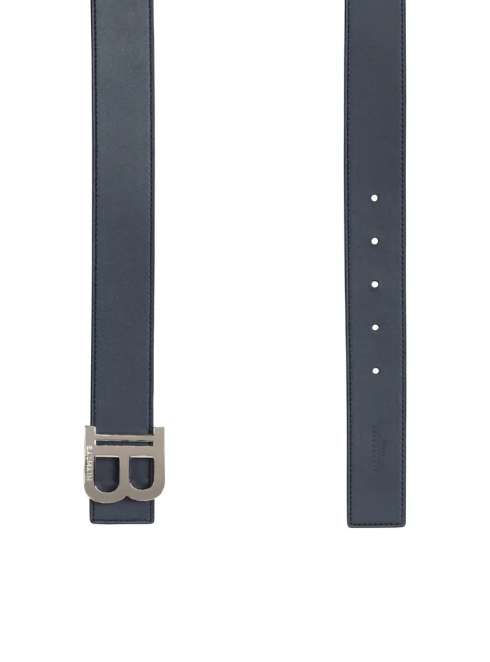 Reversible Calfskin BBelt Blue Men Balmain Belts