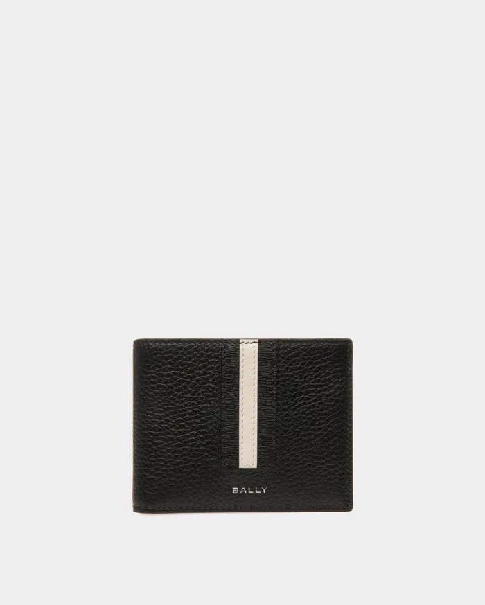 Ribbon Wallet In Black Leather Men Bally Wallets and Card Holders