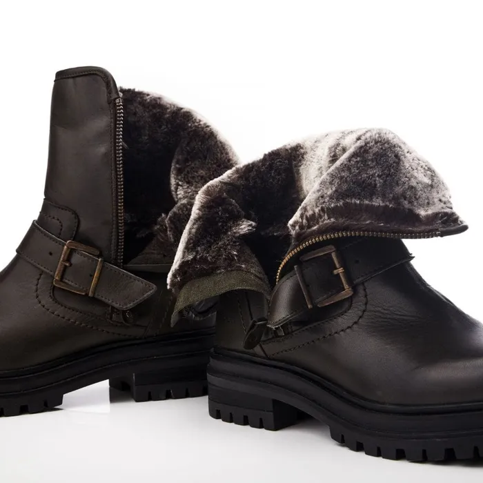 Riding And Flat Boots Women Moda In Pelle Shoon Sh Infell Olive Leather