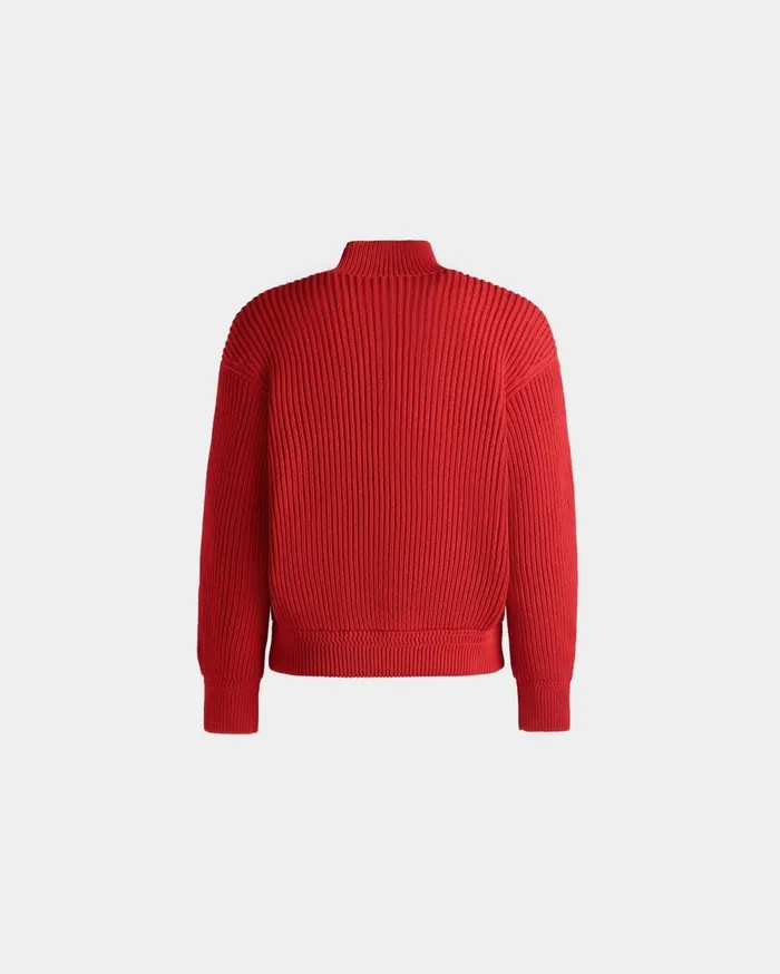 Roll Neck In Candy Red Cotton Men Bally Knitwear