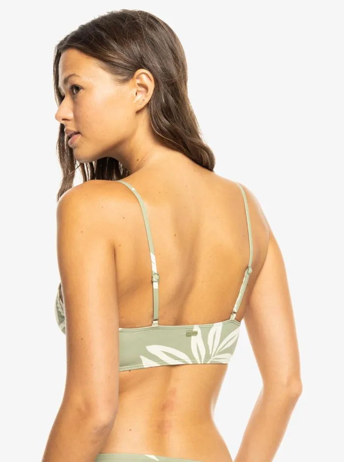 Roxy Beach Classics 8211 Medium Coverage Bikini Top Oil Green Leavin Women Bikinis