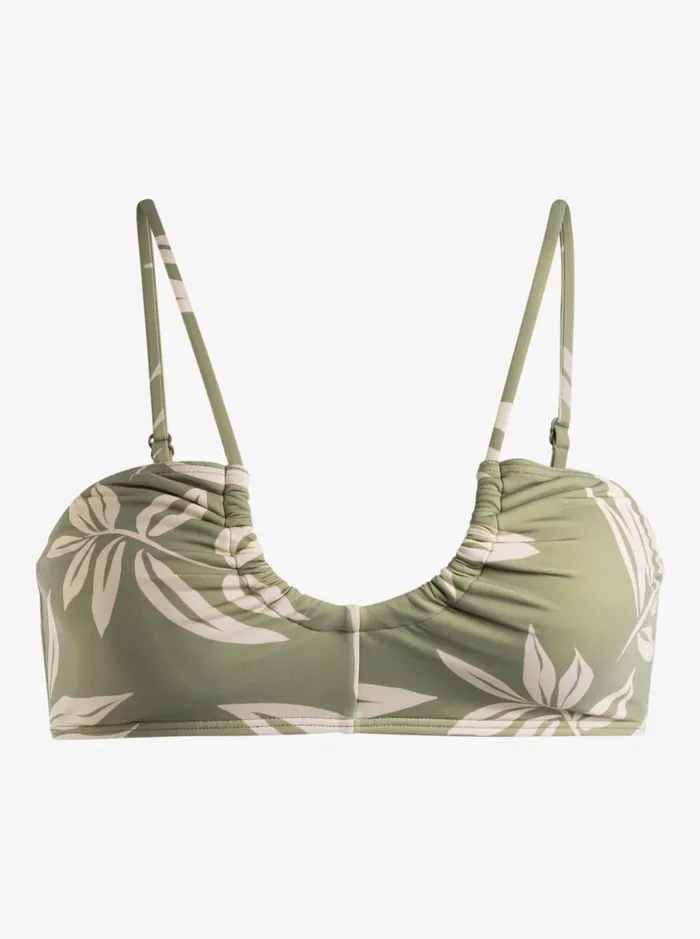 Roxy Beach Classics 8211 Medium Coverage Bikini Top Oil Green Leavin Women Bikinis