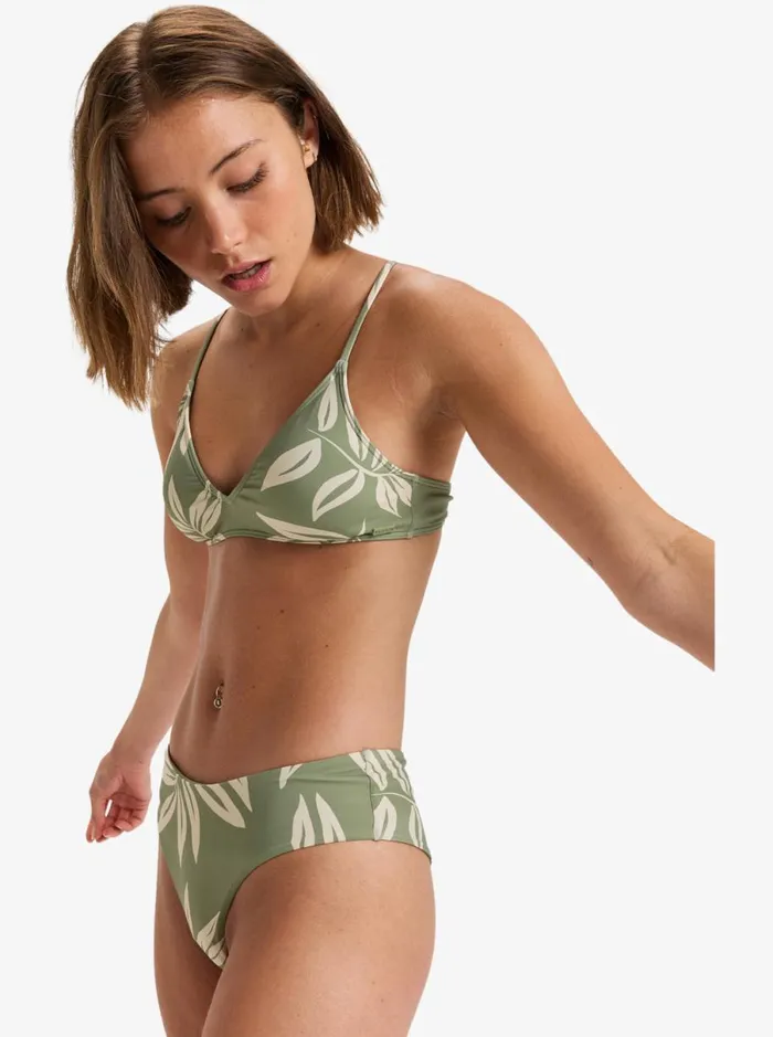 Roxy Beach Classics 8211 Skimpy Coverage Bikini Top Oil Green Leavin Women Bikinis