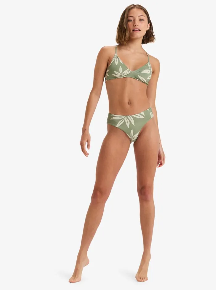 Roxy Beach Classics 8211 Skimpy Coverage Bikini Top Oil Green Leavin Women Bikinis
