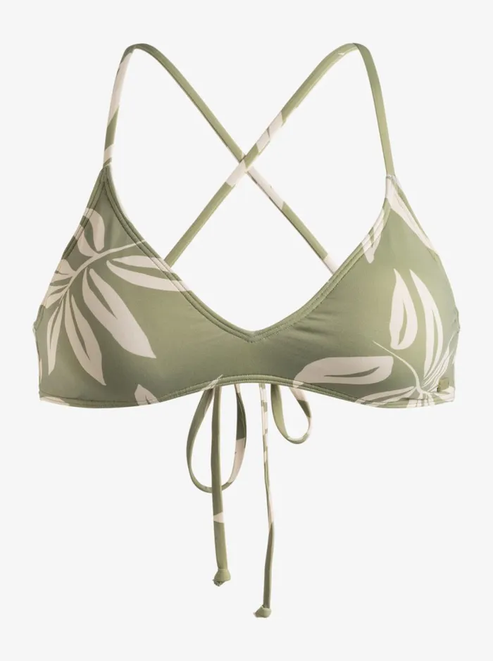 Roxy Beach Classics 8211 Skimpy Coverage Bikini Top Oil Green Leavin Women Bikinis