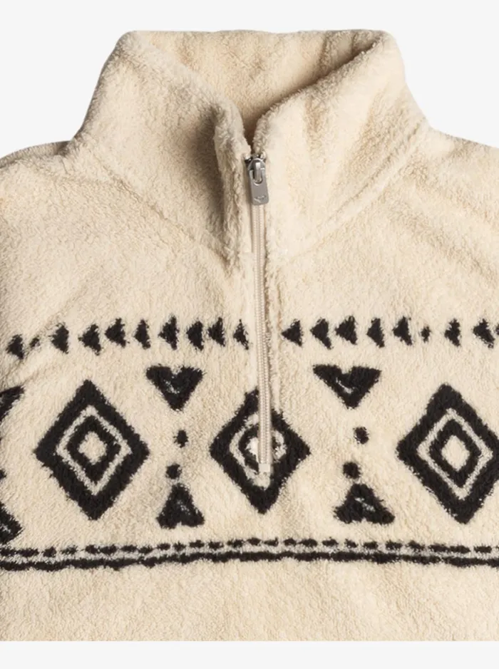 Roxy Calling All My Girls 8211 Half Zip Polar Pullover For Girls 4 8211 16 Parchment Kids Sweatshirts and Hoodies