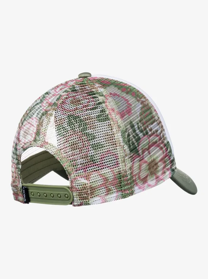 Roxy Donut Spain 8211 Trucker Cap Oil Green Wild Flower Swim Women Hats and Caps