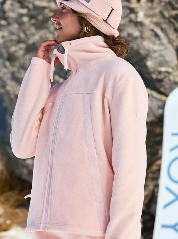Roxy Fleeting Snow 8211 ZipUp Sweatshirt Pink Salt Women Sweatshirts and Hoodies