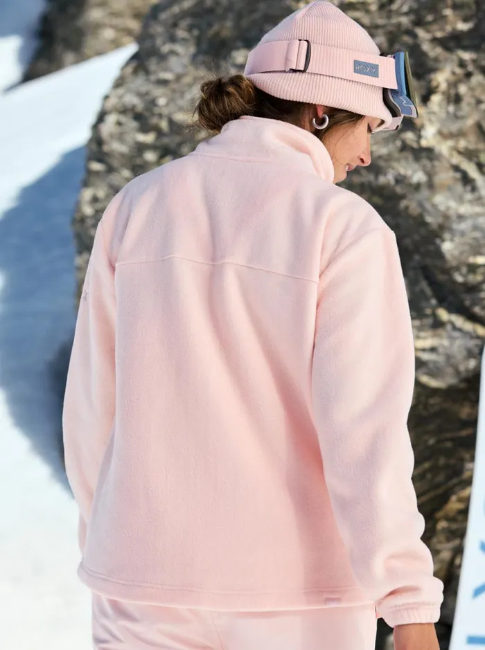 Roxy Fleeting Snow 8211 ZipUp Sweatshirt Pink Salt Women Sweatshirts and Hoodies
